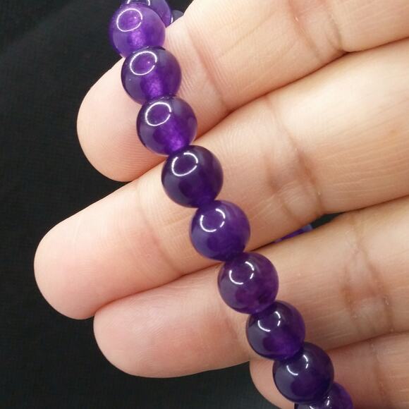 Amethyst Gemstone Bracelet Artisan Purple Beaded Bohemian Stretch Natural New - Picture 7 of 9